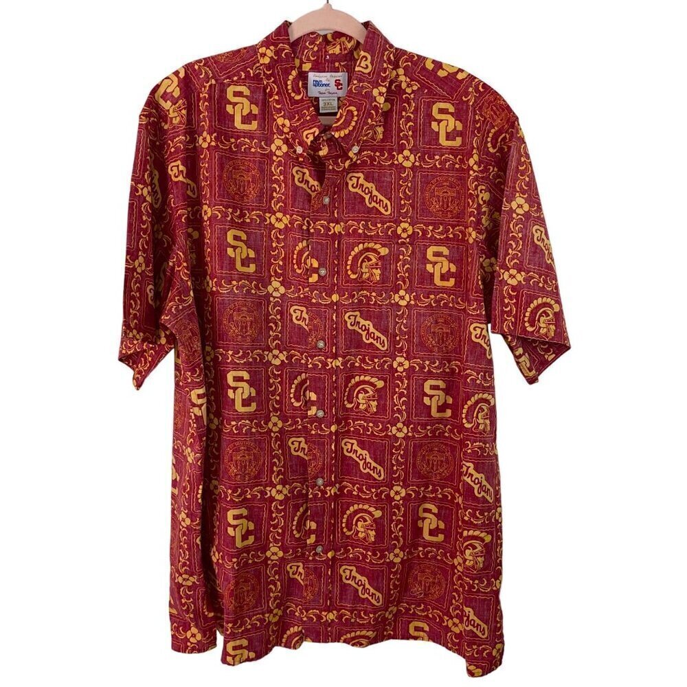Reyn Spooner Vintage Mens Shirt Size 3XL Red USC Trojans Button Down Pure Cotton